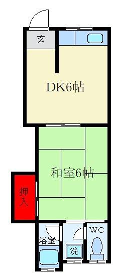 トミーハイツ光善寺(1DK/2階)の間取り写真
