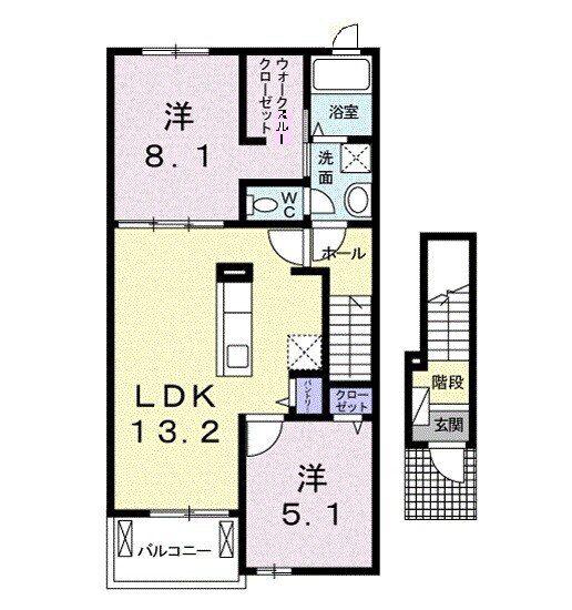 ルーベル太田D(2LDK/2階)の間取り写真