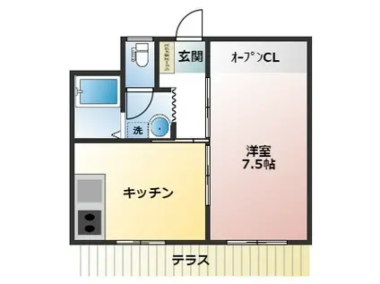 AMA TERRACE(1DK/1階)の間取り写真