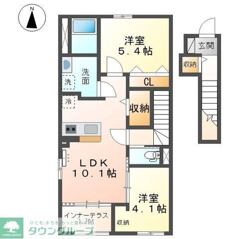 柳島アパートA棟計画(2LDK/2階)の間取り写真