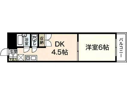 北川ビル(1DK/3階)の間取り写真