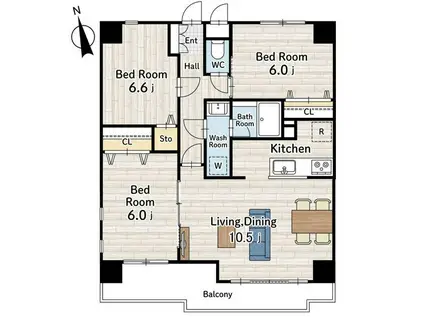 プレンディ南町田グランベリーパーク(3LDK/1階)の間取り写真