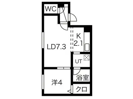 カレラ月寒中央(1LDK/1階)の間取り写真