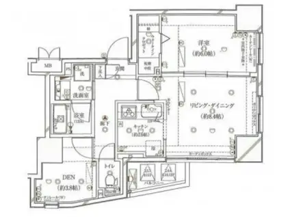 ガリシアレジデンス広尾(1LDK/5階)の間取り写真