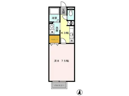 シャルマン(1K/2階)の間取り写真