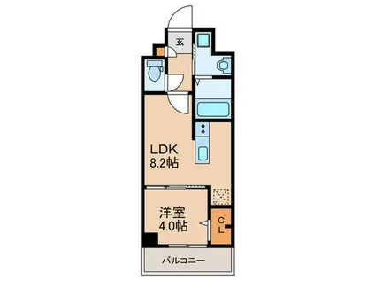 グランドアセント(1LDK/8階)の間取り写真