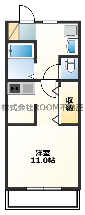 第6年見マンション(ワンルーム/1階)の間取り写真