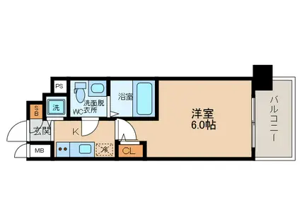 エスリード京橋桜ノ宮公園(1K/6階)の間取り写真