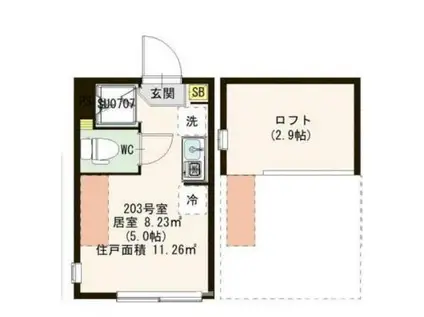 ハーモニーテラス江古田(ワンルーム/2階)の間取り写真