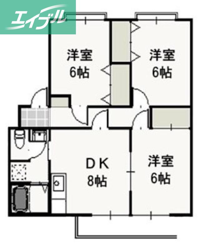 ピュアハイツ北方II(3DK/1階)の間取り写真