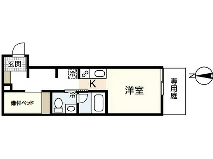リバーノース中筋(ワンルーム/1階)の間取り写真
