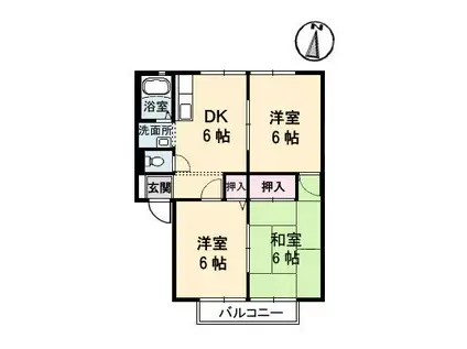 グリーンヒルズ泉川 C棟(3DK/2階)の間取り写真