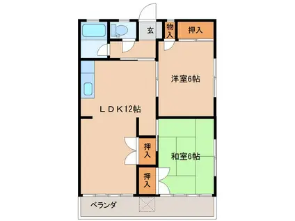 ヤマサンコーポ(2LDK/1階)の間取り写真