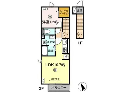 アプロディール(1LDK/2階)の間取り写真