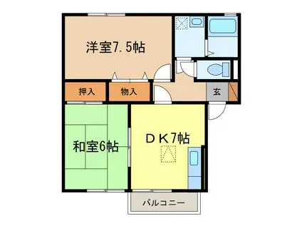 トミユウ・ボラタB棟(2DK/1階)の間取り写真