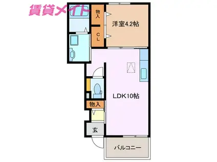 リバーヴィレッジII(1LDK/1階)の間取り写真