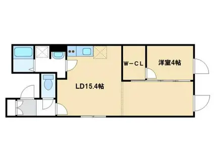 MELDIA RESIDENTIAL 北千住(1LDK/4階)の間取り写真