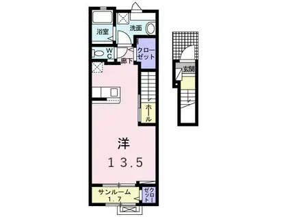 マリノア(ワンルーム/2階)の間取り写真