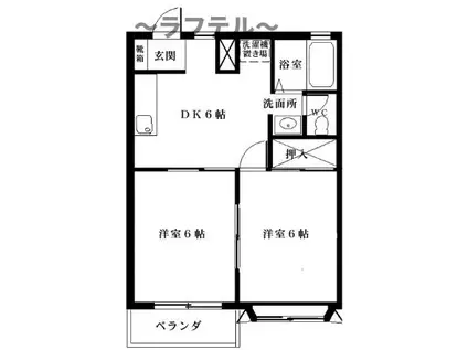 ドエル杉の台(2DK/2階)の間取り写真