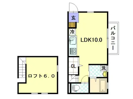 アメニティ東小島II(ワンルーム/2階)の間取り写真
