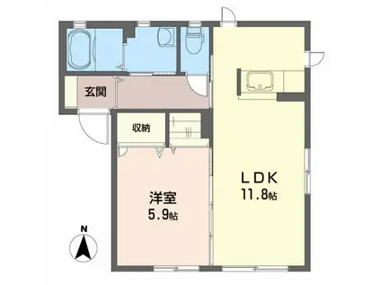 シェルブルーB(1LDK/1階)の間取り写真