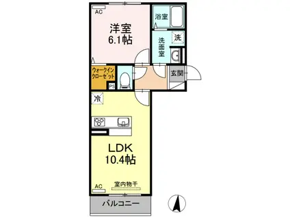 クローリスA(1LDK/3階)の間取り写真