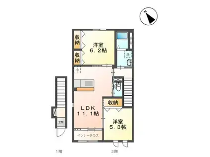 サンフォレスタ(2LDK/2階)の間取り写真