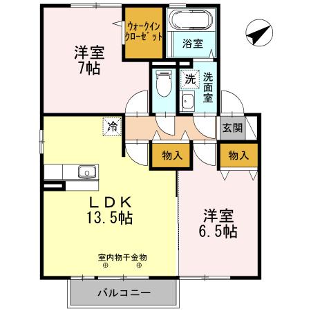 メゾンウイング(2LDK/2階)の間取り写真