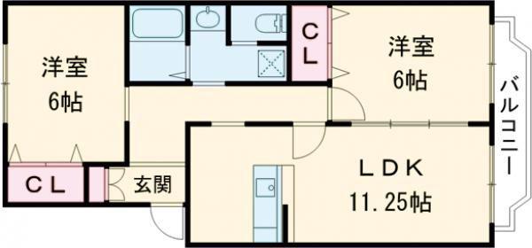 プログレール落合壱(2LDK/1階)の間取り写真