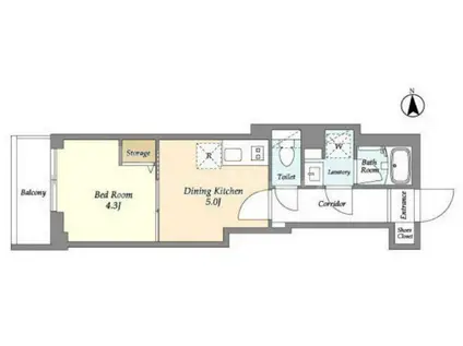 ドゥーエ尾久(1DK/3階)の間取り写真