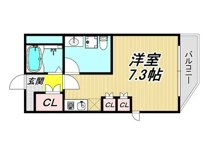 サカトⅠ(ワンルーム/3階)の間取り写真