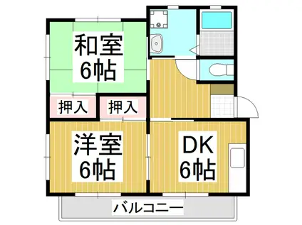 ハイツアズマI(2DK/2階)の間取り写真