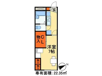 レオパレスリトルマウンティンII(1K/1階)の間取り写真