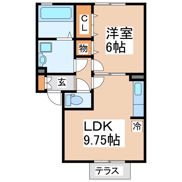 アイリスガーデン菰池C棟(1LDK/1階)の間取り写真