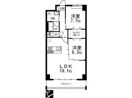 オルソパール伝馬(2LDK/11階)の間取り写真