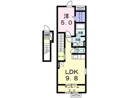 クレール(1LDK/2階)の間取り写真