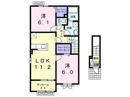 ラ ルーチェ(2LDK/2階)の間取り写真