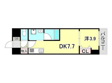 クロスレジデンス神戸元町(1DK/11階)の間取り写真