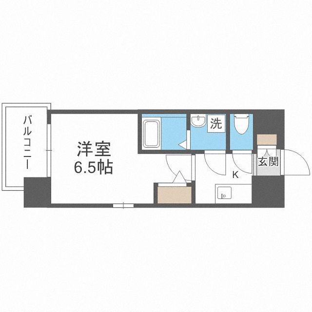 エスリードレジデンス大阪福島シティウエスト(1K/9階)の間取り写真