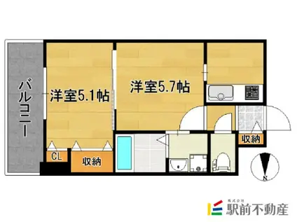 エンクレスト吉塚駅前II(2K/4階)の間取り写真