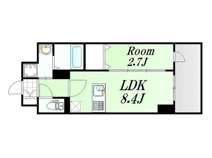 MODERN PALAZZO江坂AXIA(1LDK/9階)の間取り写真