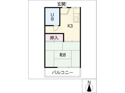 ホワイトコート(1K/2階)の間取り写真