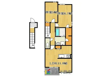 メルシーII(2LDK/2階)の間取り写真