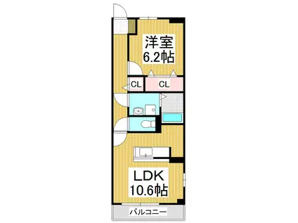 サニープレイス庄内(1LDK/2階)の間取り写真