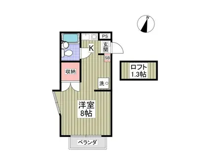 フローラルコートII(ワンルーム/2階)の間取り写真