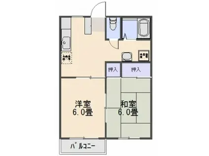メゾン清里二番館A(2DK/2階)の間取り写真
