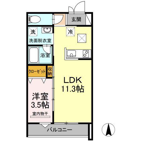 WINS V(1LDK/1階)の間取り写真