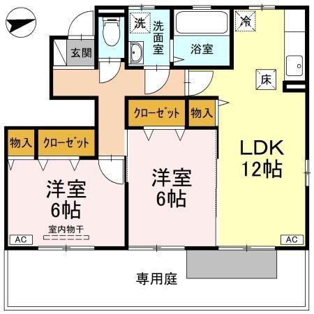 シャルマン(2LDK/1階)の間取り写真
