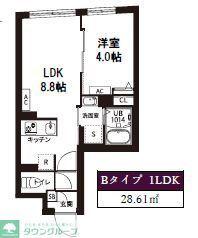 レピュア旗の台レジデンス(1LDK/1階)の間取り写真
