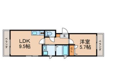 パレット(1LDK/2階)の間取り写真